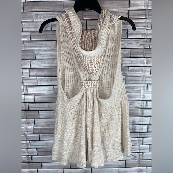Free People Boho Hooded Sleeveless Knit Vest Size Small - Picture 3 of 8